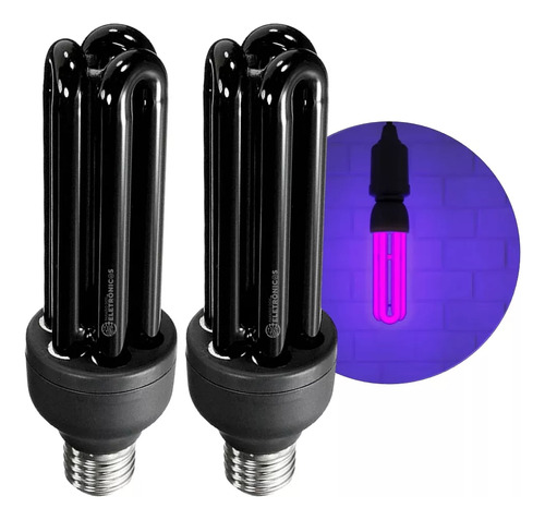 Kit 2 Lâmpadas Luz Negra 36w Fluorescente 110v