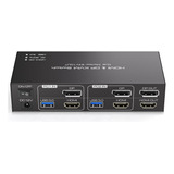 Conmutador Kvm Hdmi Displayport 2 Monitores 2 Computado...