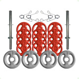 Kit Barras De Halteres E Anilhas Emborrachadas - 22 Peças