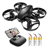 Mini Dron A20w Para Niños, Cámara 720p Hd, Rc Fpv 3 Baterías Color Black