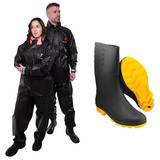 Capa De Chuva Motoqueiro + Bota Impermeável Todos Tamanhos