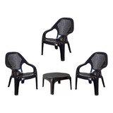 Sillon Sueño Mascardi Negro X3 + Mesita Skarpo