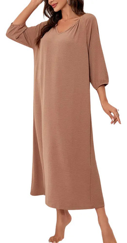 Pijama De Media Manga Para Mujeres De Cuello V Sólido