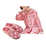 Conjunto Pijama Polar De Mujer Y Pantuflas Regalo Dia Mamalp