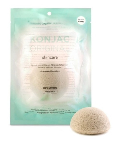 Konjac Esponja Facial Fina Arcilla Verde Francesa Natural