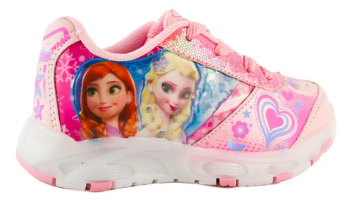 Tenis Niña Princesas Elsa Y Ana Luces Leds Rosa 709-rp