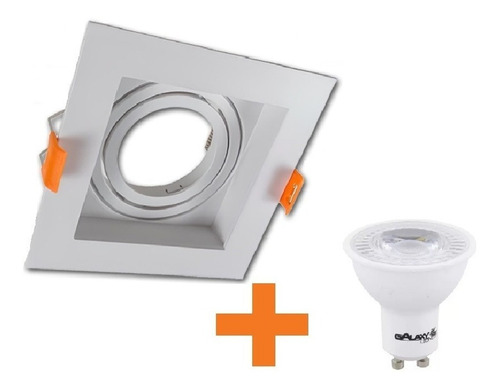 Spot De Embutir Mr16 Dicroica Quadrado Recuado + Led 6,5w Cor Branco Led Frio