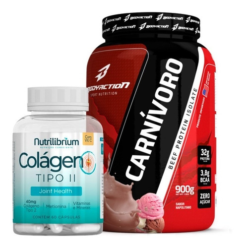 Bodyaction Carnivoro  Sabor Napolitano Beef Protein Isolate + Nutrilibrium Colágeno Tipo 2