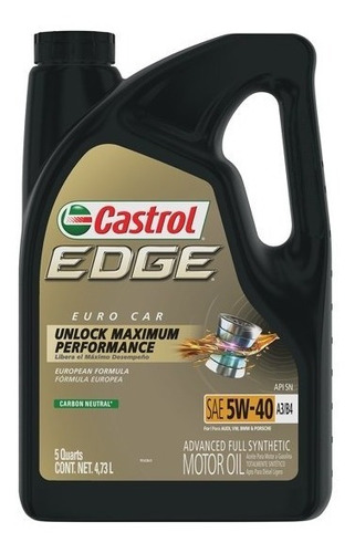 Aceite 100% Sintético Castrol Edge 5w-40 A3/b4 Euro Car