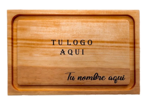 1 Pza Plato Tabla Madera Carnes Asadas 30*19cm Personalizada