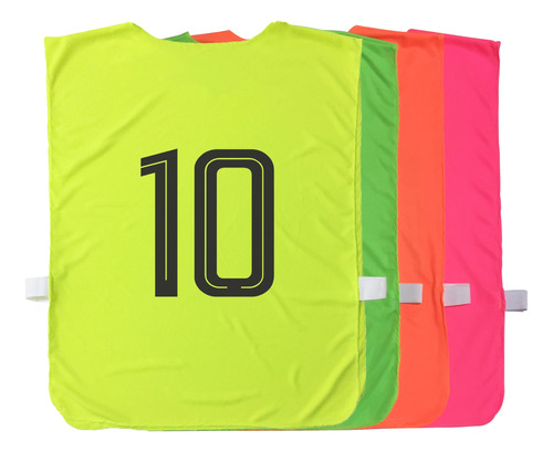 Pecheras Fluo Numeradas 2 Al 11  Pack De 10 Unidads Talle L Ideal Hombres Adultos