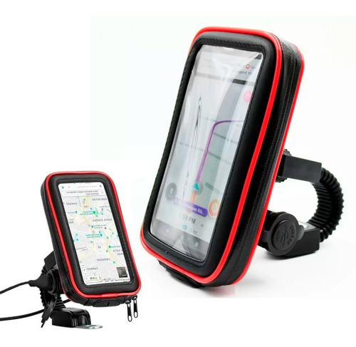 Suporte Moto Gps Celular Smartphone Carregador Usb Case 360°