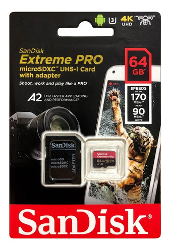 Cartão Micro Sd Sandisk Extreme Pro 64gb Original Lacrado 