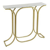 Mesa Consola Mármol Falso, Slim, 8 X36 X30.7 , Oro