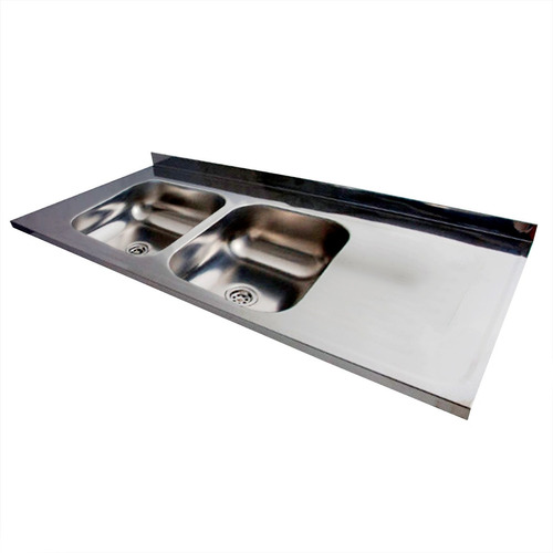 Mesada C/ Pileta Doble 120cm Dhinox Dh56 Acero Inox Respaldo