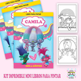 Kit Imprimible Mini Librito Personaliza Pintar Trolls 2