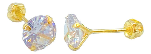 Broqueles Zirconia Niña Mujer Bebé 5mm 100% Oro 10k Aretes