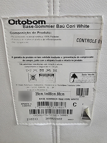 Cama Baú Solteiro Ortobom Maciça Base Sommier Branco