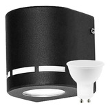 Aplique Unidireccional Metal Exterior Semicilindro+dicro Led