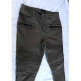 Jean Forever21 Elastizado Chupin Gris Verdoso Talle M