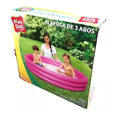 Piscina Inflable Play Day 3 Aros Redonda 1.65m 300L Rosa Infantil | Envío gratis