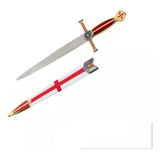 Mini Espada Medieval Cavaleiro Templário Dourada Adaga