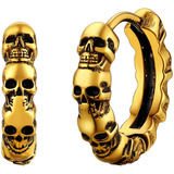 Pendientes De Aro De Calavera Gótica Para Hombre, Pendientes