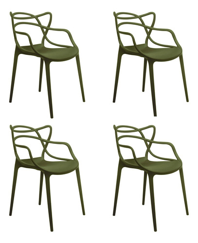 Kit 4 Cadeiras Allegra Berrini Premium Verde Militar 