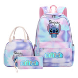 Mochila Escolar Toca Boca Con Dibujos Animados, Bolsa Para L Color 01 Diseño De La Tela Three-piece Set: Double-layer Schoolbag Satchel Pencil Case