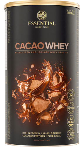 Whey Protein Cacao 900g - Essential Nutrition Sabor Cacao 840g