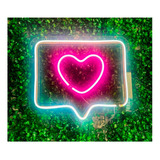 Painel Neon Led Like Curtir Instagram Branco E  Rosa 50 Cm