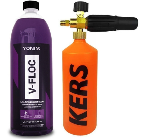 Snow Foam Bico 360° Kers + Lava-auto V-floc 1,5l Vonixx