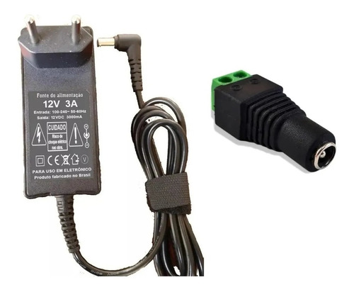 Fonte Eletrônica 12v 3a Bivolt + Plug P4 Femea