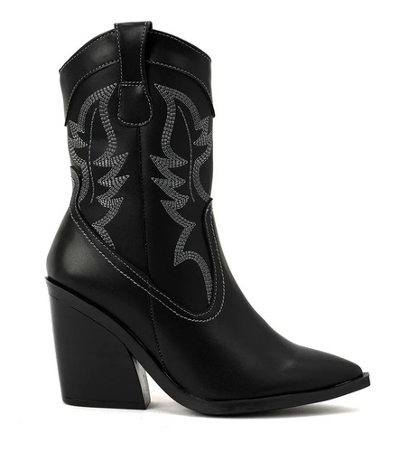 6967 Botín Para Mujer Bordado Color Negro Sheila