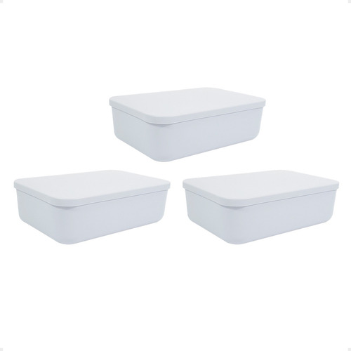 Set X3 Canastos Organizadores Con Tapa Cajas 26x18x8 Moderna