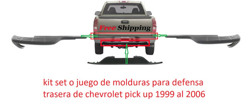 Moldura Defensa Trasera Chevrolet Silverado 1999 2000 A 2006