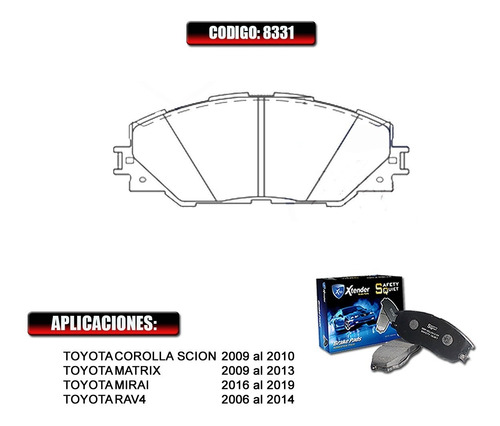 Pastillas De Freno Delanteras Toyota Matrix 10 11 12 13 8331 Foto 2