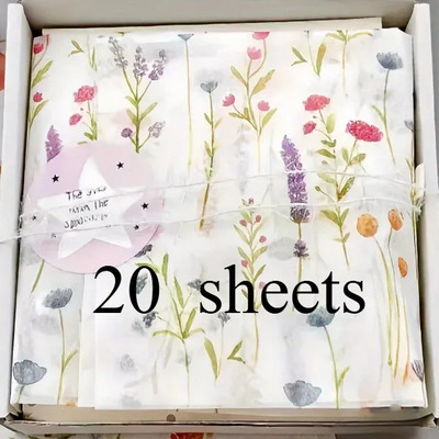 20 Hojas De Papel De Seda Con Estampado De Lavanda, 14 X 20