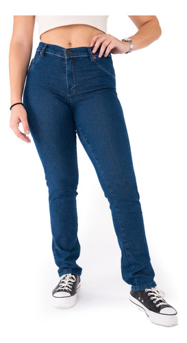 Pantalon Jean Clasico Mujer Elastizado Tiro Medio