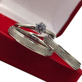 Par Alianças De Namoro Compromisso Prata 4mm Diamantada+anel