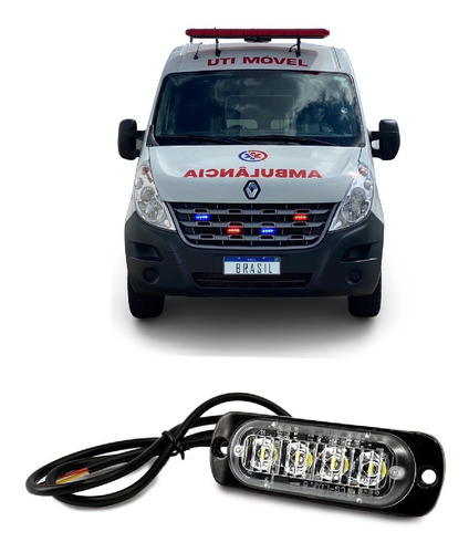 Strobo Led 16 Funções 12v 24v Vermelho Azul Viaturas Policia