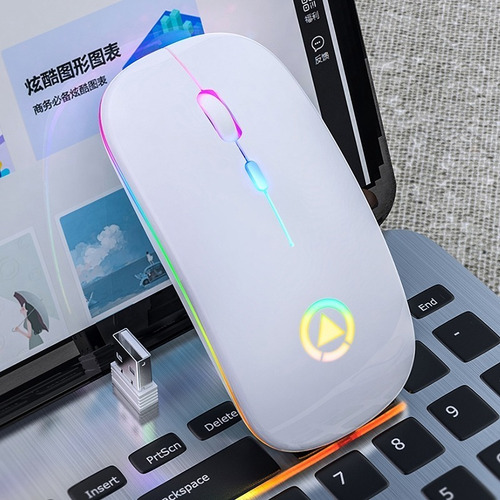 Mouse Óptico Inalámbrico 2.4ghz Yindiao Recargable Luz Led