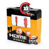 Kit Com 10 - Cabos Mini Hdmi Para Hdmi 2.0 C/ 10 Metros