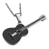 Guitarra Acustica Clasica Dije Collar Acero Inox Unisex Bv3s