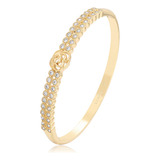 Brazalete Oro 14k Lam Swarovski Aro 5.7cm Rosa Elegante Dama