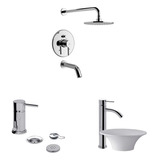 Set Grifería De Baño 3 Piezas Temple Fv Con Lavatorio Mesada