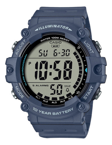 Relógio Digital Casio Illuminator Ae-1500wh-2av, Pulseira De Relógio Eletrônico, Cor Azul