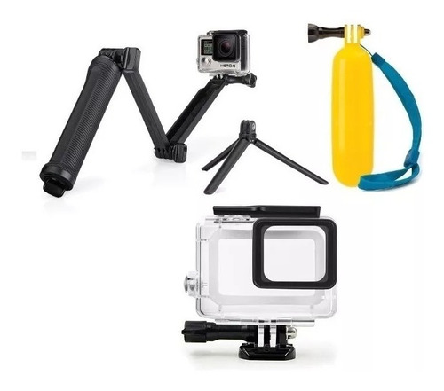 Bastão Dobrável 3 Way Boia Gopro Hero 5 6 7 Black Caixa