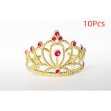 10pcs Corona De Princesa Para Niños Oro Galvanizado Plástico