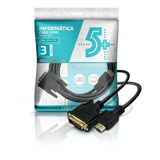 Cabo Hdmi X Dvi-d 24+1 4k 1080p 3d Plug Ouro 3 Metros 5+ 